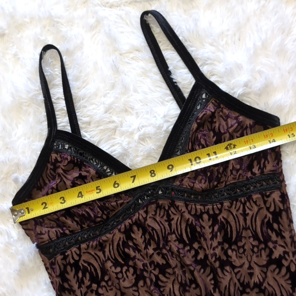 90s Vintage Lip Service Sheer Purple Burnout Velvet Cami Top Medium - Picture 11 of 13
